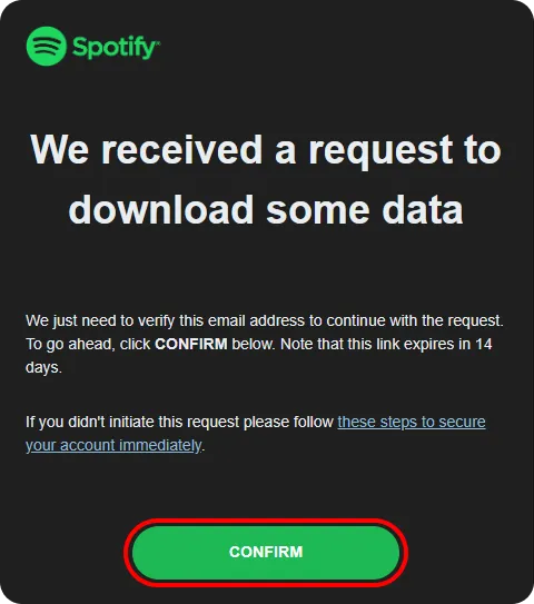 Spotify confirm data